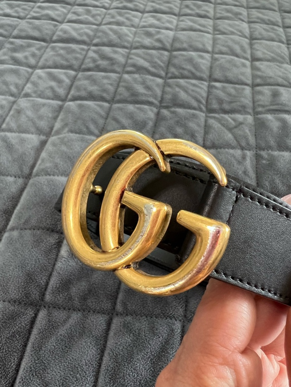 Gucci GG monogram belt black gold 32” - 36” small medium - Picture 3 of 9